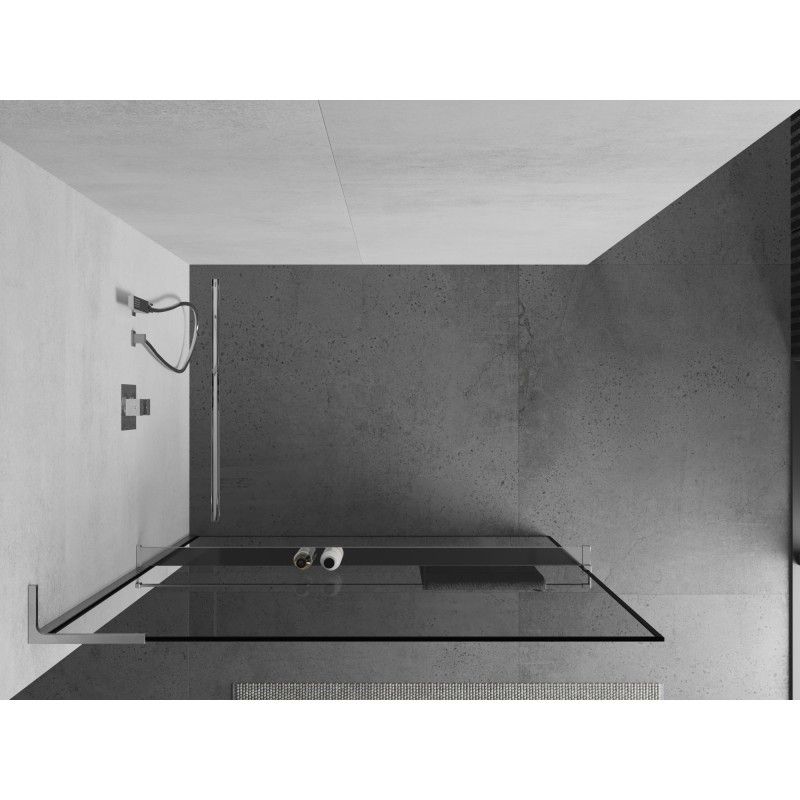 Ścianka prysznicowa Mexen Kioto+ L czarny wzór/chrom 80x200 cm 1 szt.