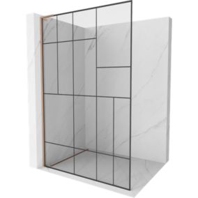 Ścianka prysznicowa Mexen Kioto L czarny wzór/miedź 120 x 200 cm 1 szt.
