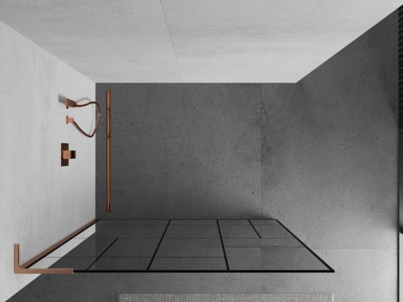 Ścianka prysznicowa Mexen Kioto L czarny wzór/miedź 120 x 200 cm 1 szt.