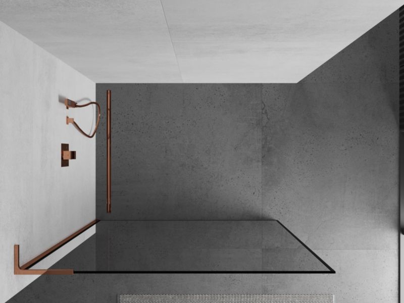 Ścianka prysznicowa Mexen Kioto L czarny wzór różowe złoto 100x200 cm 1 szt.