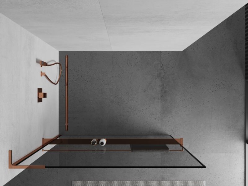 Ścianka prysznicowa Mexen Kioto+ L czarny wzór różowe złoto 120 x 200 cm 1 szt.