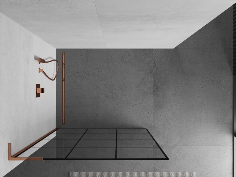Ścianka prysznicowa Mexen Kioto L czarny wzór różowe złoto 120x200 cm 1 szt.