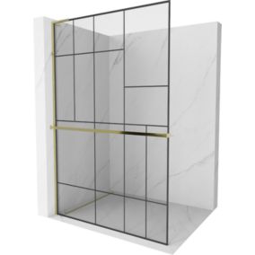Ścianka prysznicowa Mexen Kioto+ L czarny wzór złota 80x200 cm 1 szt.