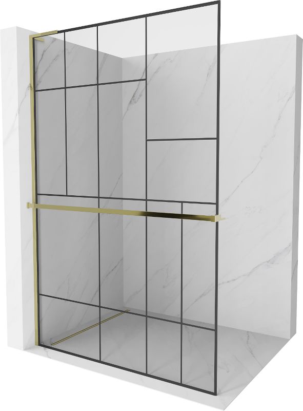 Ścianka prysznicowa Mexen Kioto+ L czarny wzór złota 80x200 cm 800-080-123-50-78 1 szt.