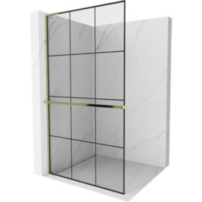 Ścianka prysznicowa Mexen Kioto+ L czarny wzór złoty 120x200 1 szt.
