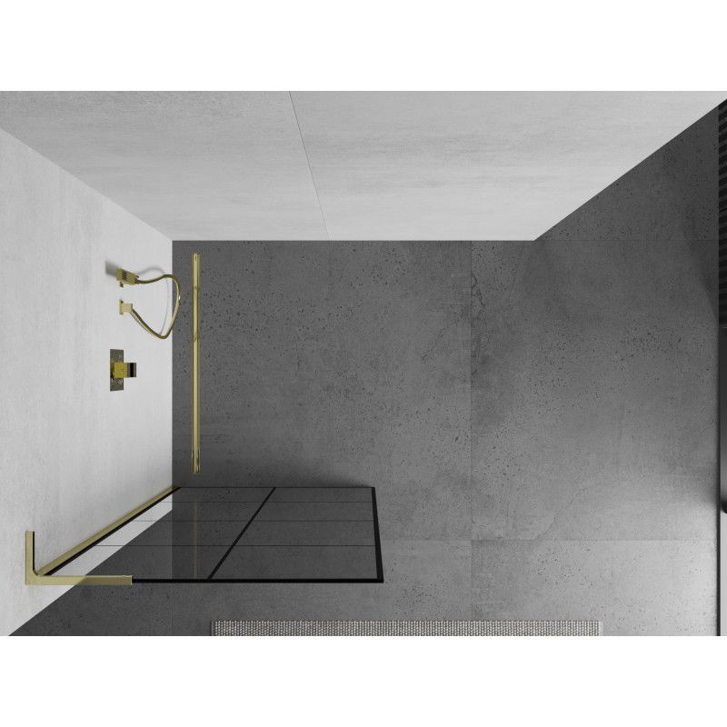 Ścianka prysznicowa Mexen Kioto L czarny wzór złoty 80x200 cm 1 szt.