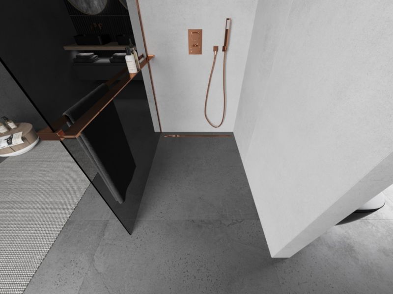 Ścianka prysznicowa Mexen Kioto+ L grafit różowe złoto 70x200 cm 800-070-123-60-40 1 szt.