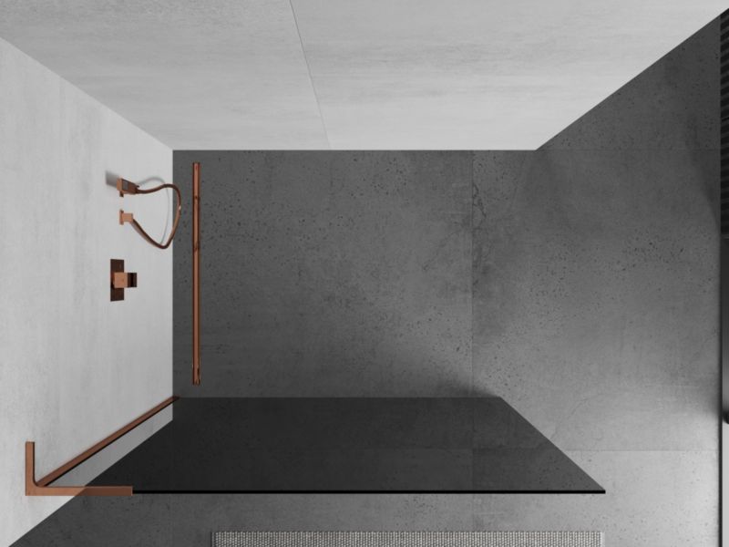 Ścianka prysznicowa Mexen Kioto L grafit różowe złoto 90x200 cm 1 szt.