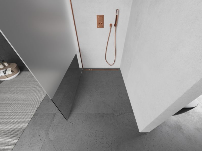 Ścianka prysznicowa Mexen Kioto L różowe złoto szron/transparent 70x200 cm 1 szt.
