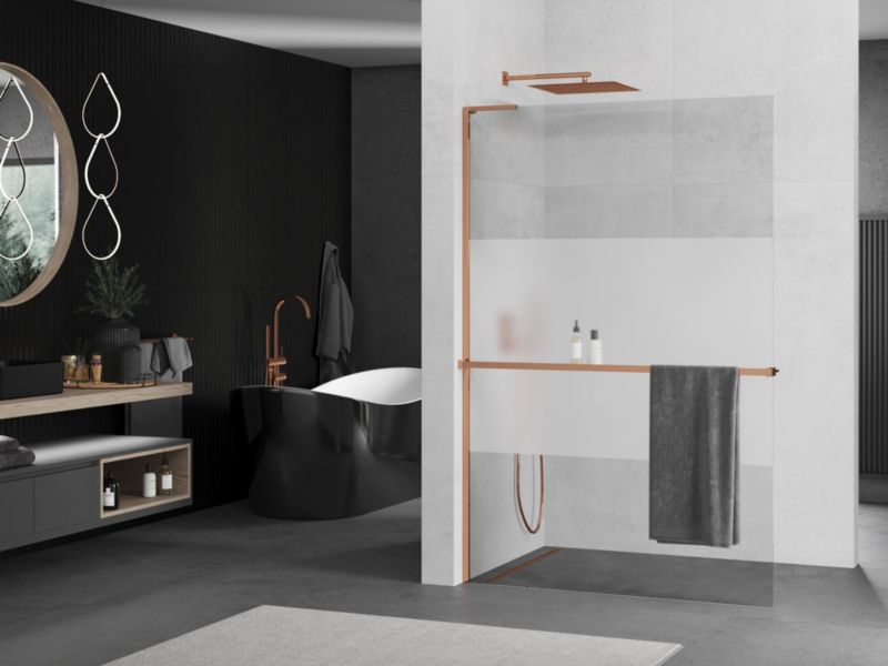 Ścianka prysznicowa Mexen Kioto+ L różowe złoto szron/transparent 70x200 cm 800-070-123-60-35 1 szt.