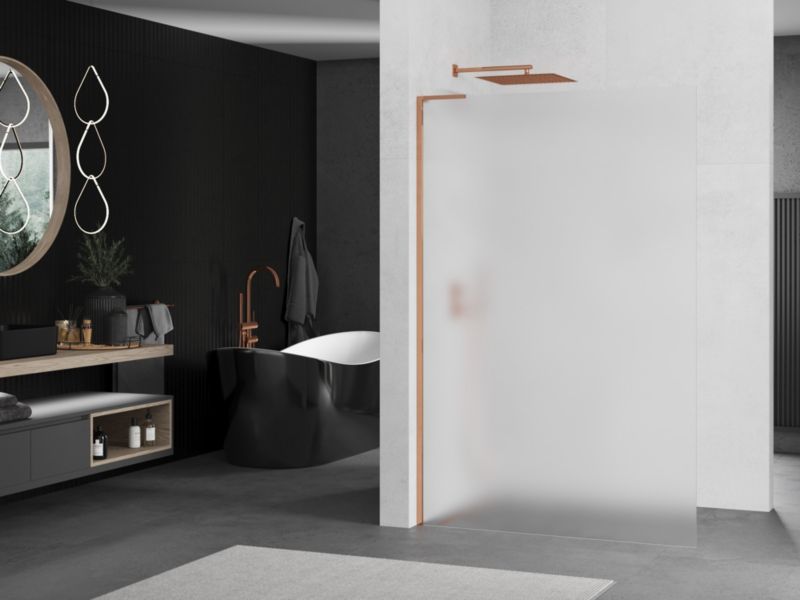 Ścianka prysznicowa Mexen Kioto L szron różowe złoto 90 x 200 cm 1 szt.