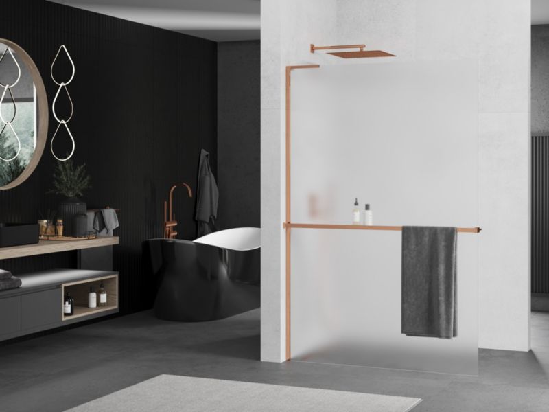 Ścianka prysznicowa Mexen Kioto+ L szron różowe złoto 90x200 cm 800-090-123-60-30 1 szt.