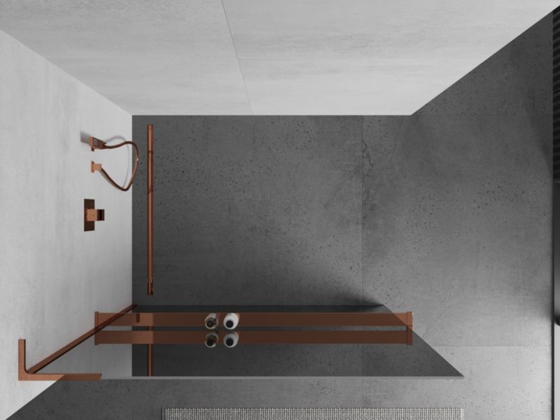 Ścianka prysznicowa Mexen Kioto+ lustro różowe złoto 90x200 cm 1 szt.