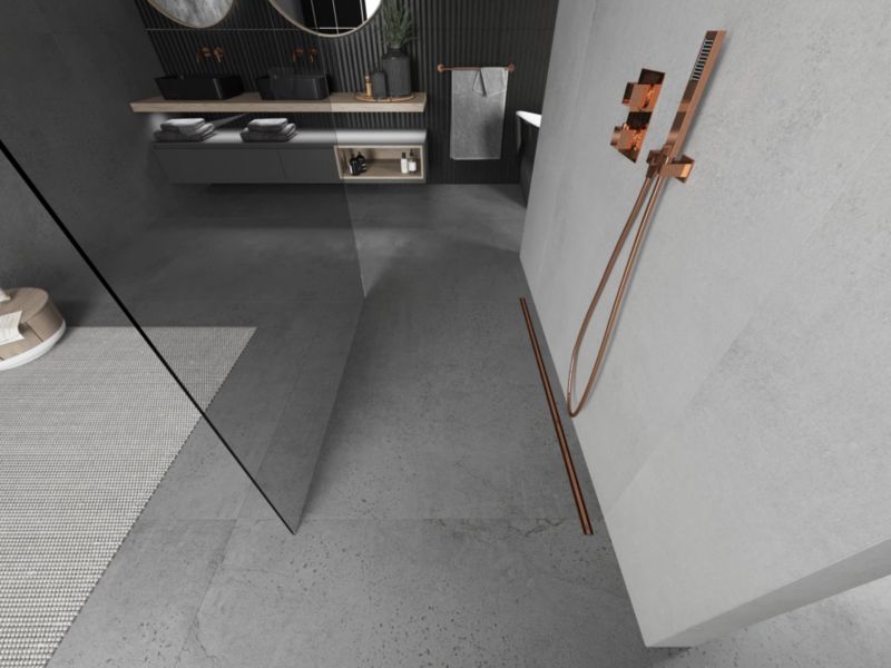 Ścianka prysznicowa Mexen Kioto różowe złoto transparent 100x200 cm 1 szt.
