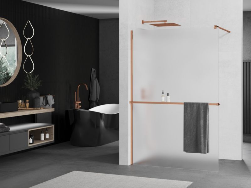 Ścianka prysznicowa Mexen Kioto+ szron różowe złoto 70x200 cm 1 szt.