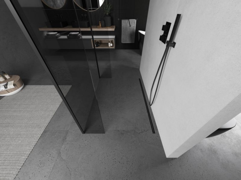 Ścianka prysznicowa Mexen Kioto transparent czarna 105x30x30 cm 1 szt.