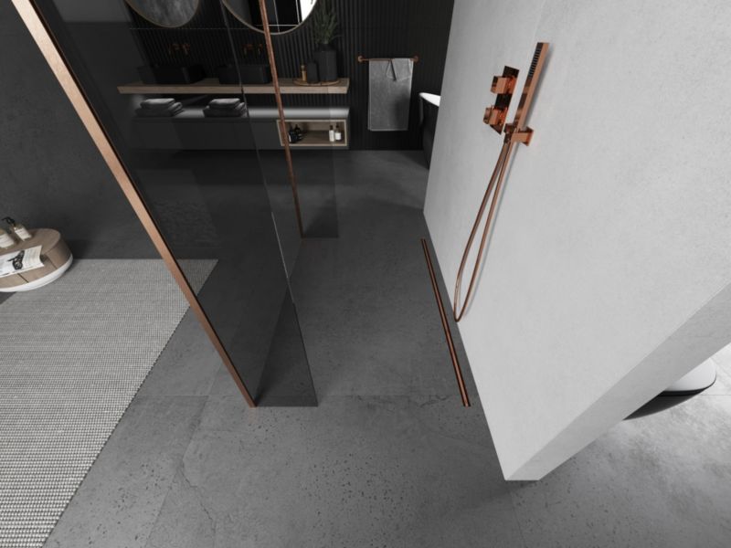 Ścianka prysznicowa Mexen Kioto transparent miedź szczotkowana 105x30x30 cm 800-105-030-222-65-00-030 1 szt.
