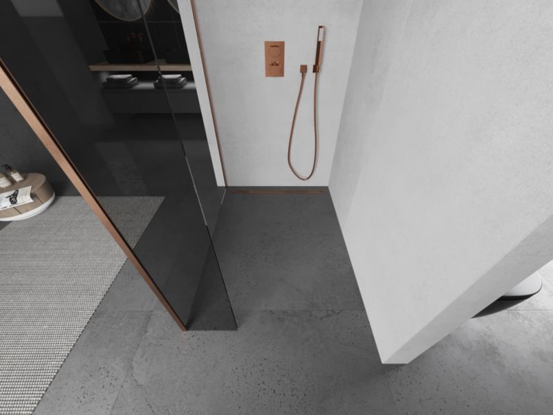 Ścianka prysznicowa Mexen Kioto transparent miedź szczotkowana 110x40 cm 1 szt.