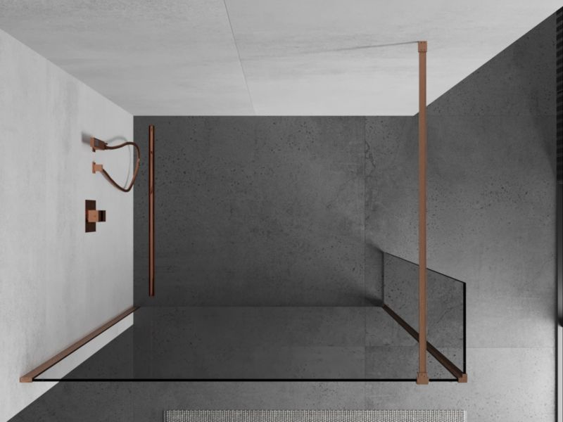 Ścianka prysznicowa Mexen Kioto transparent miedź szczotkowana 110x40 cm 1 szt.