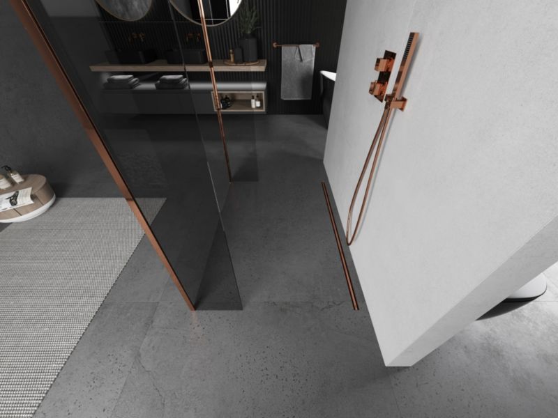 Ścianka prysznicowa Mexen Kioto transparent różowe złoto 90x30x30 cm 800-090-030-222-60-00-030 1 szt.