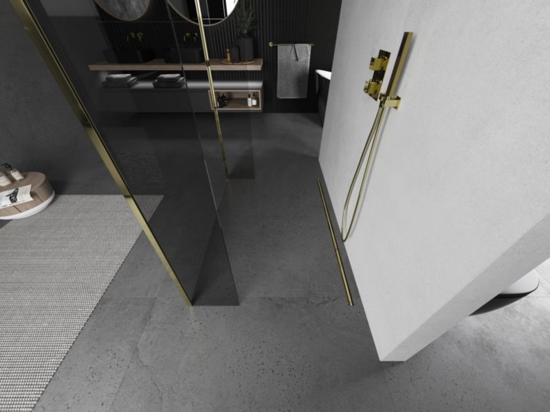 Ścianka prysznicowa Mexen Kioto transparent złota 110x30x30 1 szt.