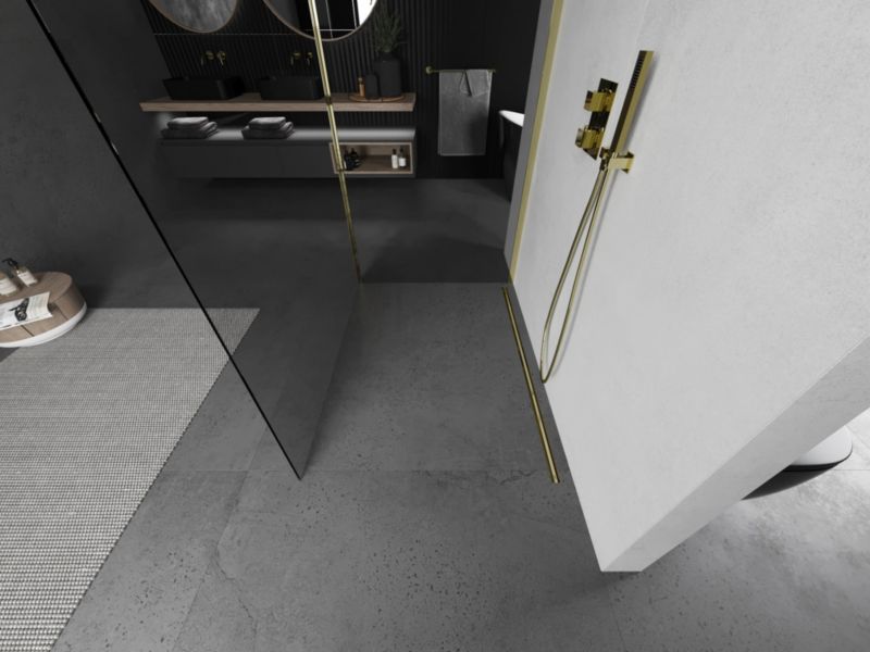 Ścianka prysznicowa Mexen Kioto transparent złota 120 x 85 cm 1 szt.