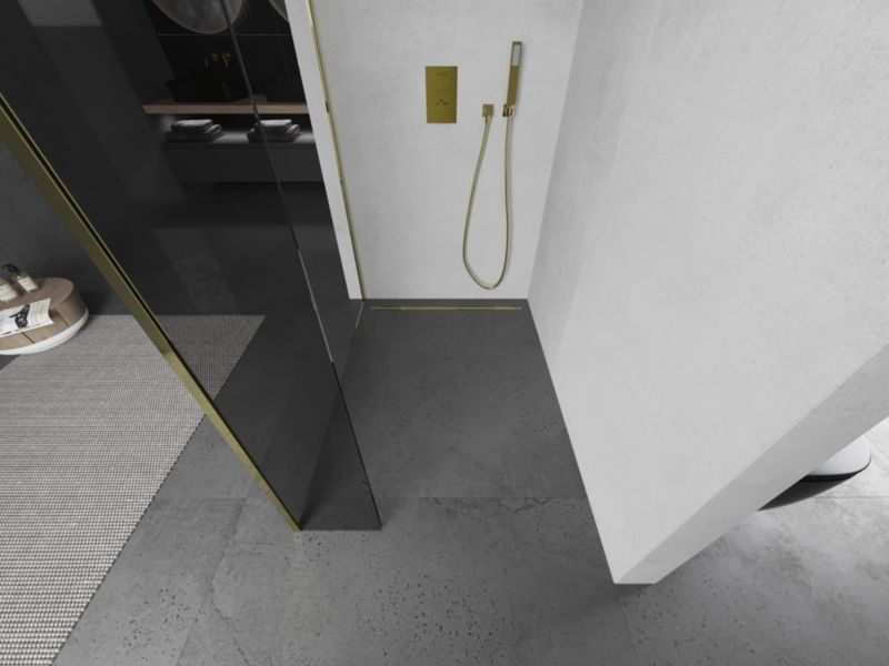 Ścianka prysznicowa Mexen Kioto transparent złota 130x30 cm 1 szt.