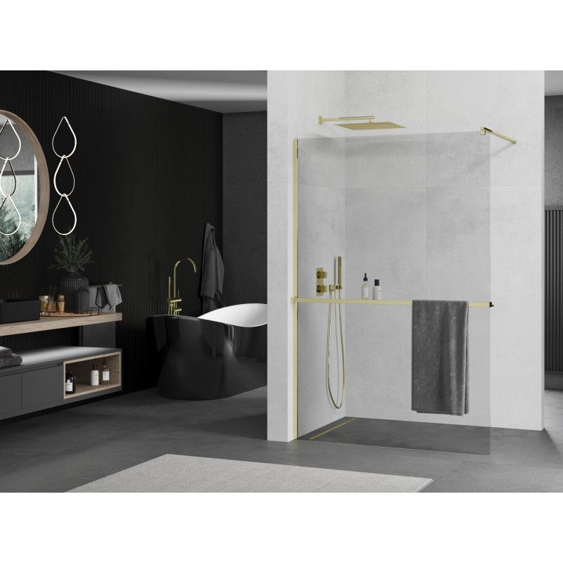 Ścianka prysznicowa Mexen Kioto+ transparent złota 80x200 cm 1 szt.