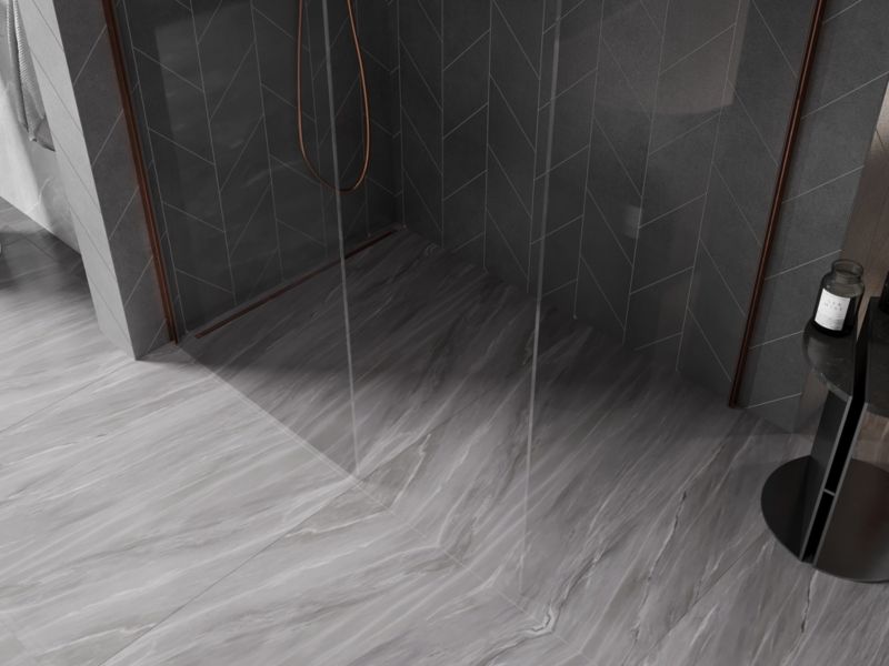 kyon 120 玄 Ścianka prysznicowa walk-in Mexen Kioto-F czarna 120x105 cm