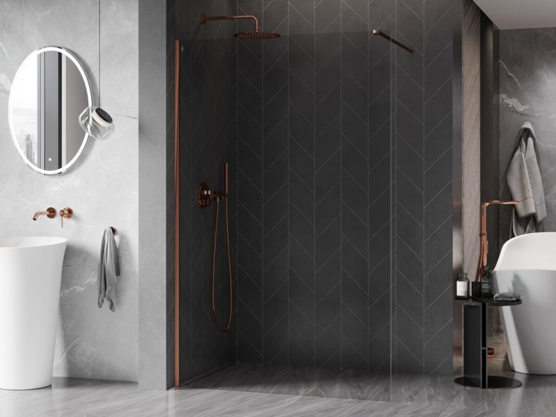 Ścianka prysznicowa Mexen Kioto-X różowe złoto 90x200 cm  800-090-101-60-00-X1 szt.