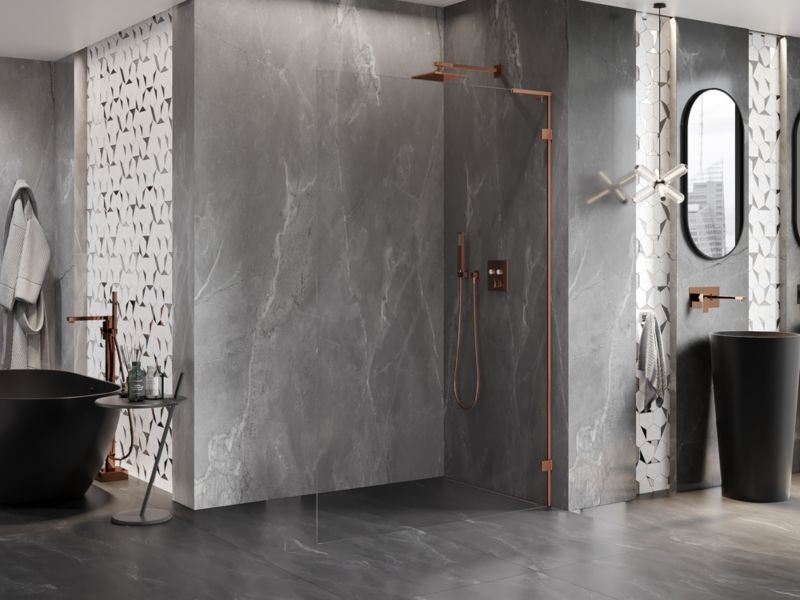 Ścianka prysznicowa Mexen Lunar L różowe złoto 90 x 200 cm 1 szt.