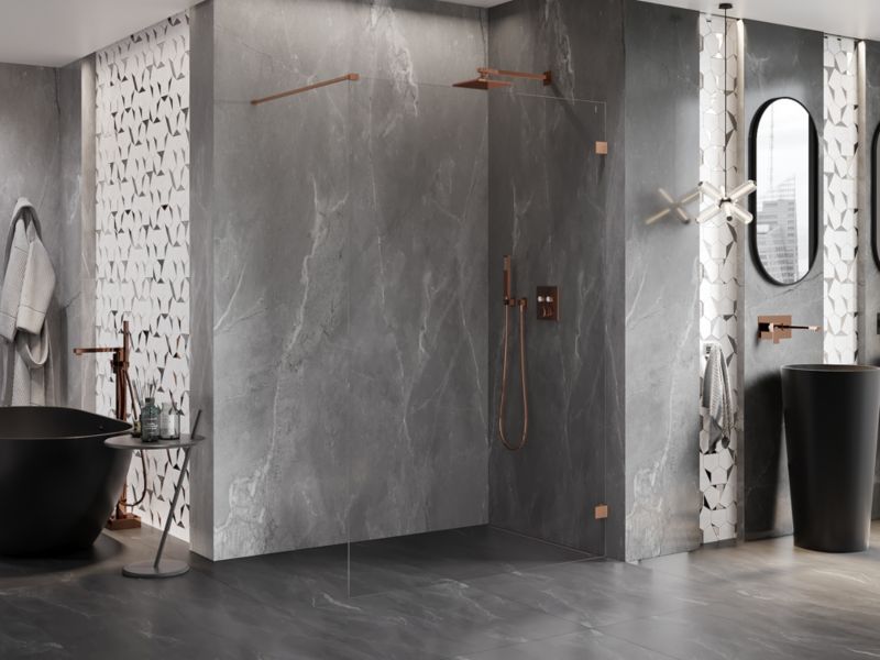 Ścianka prysznicowa Mexen Lunar transparent miedź szczotkowana 80x200 cm 830-080-000-65-00-P 1 szt.