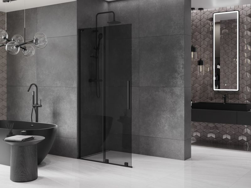 Ścianka prysznicowa Mexen Velar L czarna 90x200 cm  871-090-003-43-701 szt.