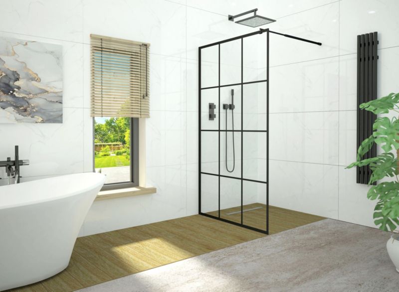 Ścianka prysznicowa SEVANTE KATLA 90x195 Walk-In czarna 1 szt.