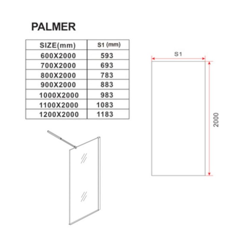 Ścianka prysznicowa Silla Walk-In transparentna czarna 70 x 200 cm, 1 szt.
