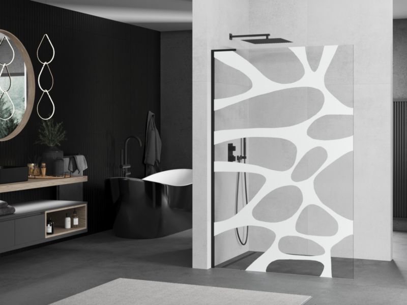 Ścianka prysznicowa typu walk-in Mexen Kioto L biały wzór 100 x 200 cm 1 szt.