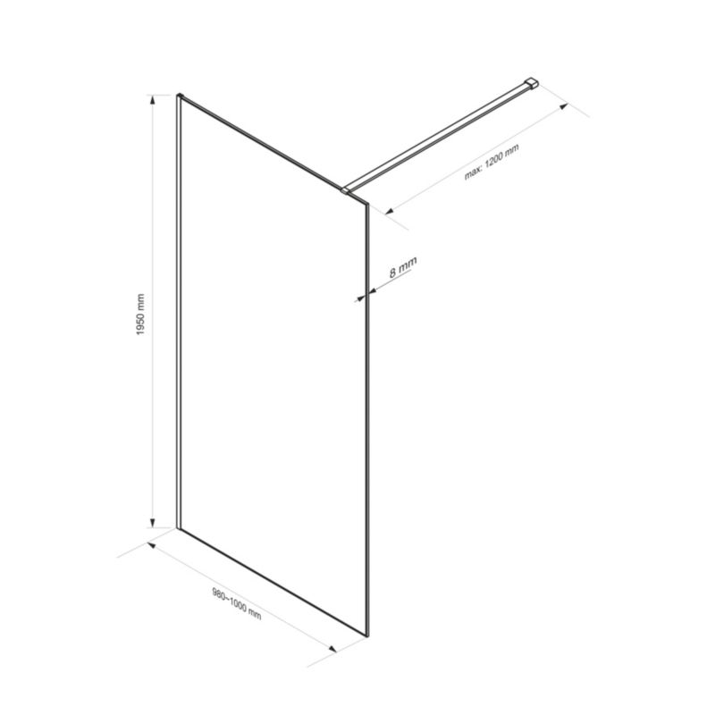 Ścianka prysznicowa ULTRA SLIM T100 BLACK Durasan 100cm czarna 1 szt.