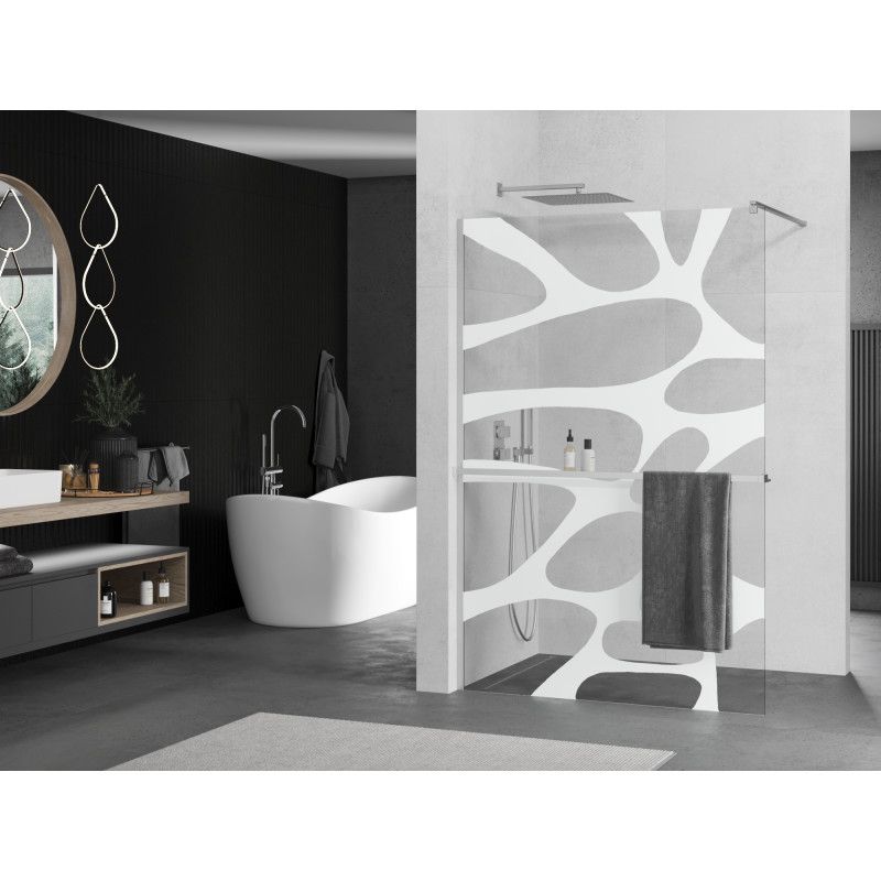 Ścianka prysznicowa walk-in Mexen Kioto+ biały wzór 100 x 200 cm 1 szt.