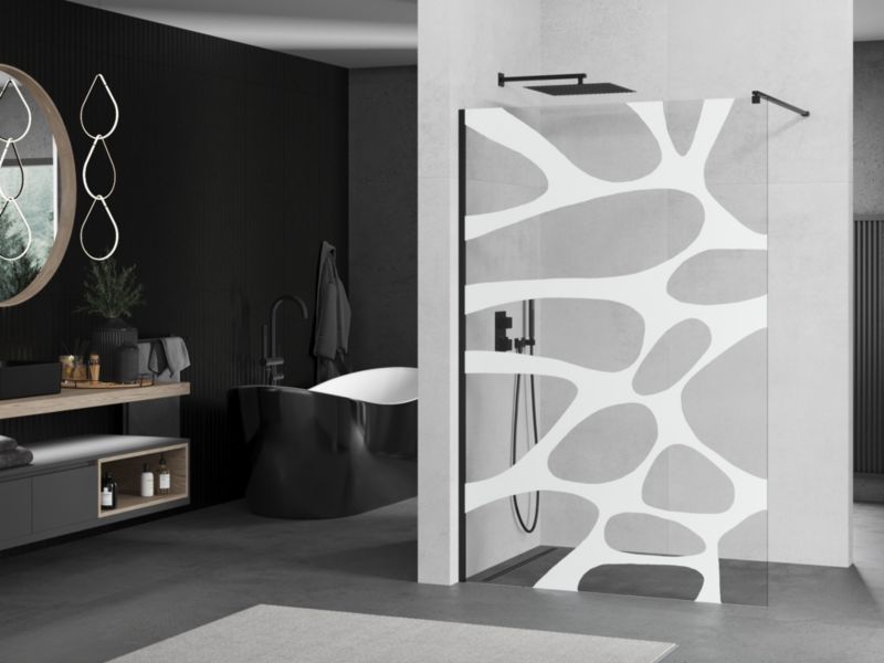 Ścianka prysznicowa walk-in Mexen Kioto biały wzór 120 x 200 cm 1 szt.