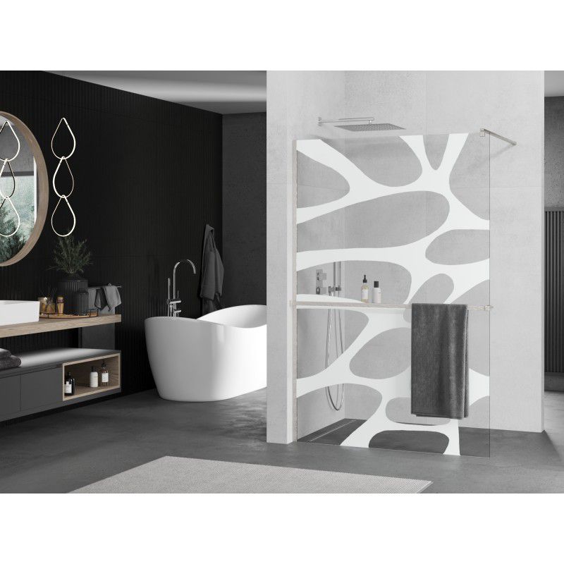 Ścianka prysznicowa Walk-in Mexen Kioto+ biały wzór 90x200 cm 1 szt.