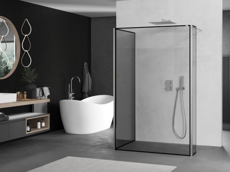 Ścianka prysznicowa walk-in Mexen Kioto czarna 110x100x30 cm 1 szt.