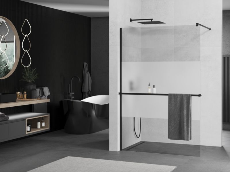 Ścianka prysznicowa walk-in Mexen Kioto+ czarna 110x200 cm  800-110-121-70-35 1 szt.