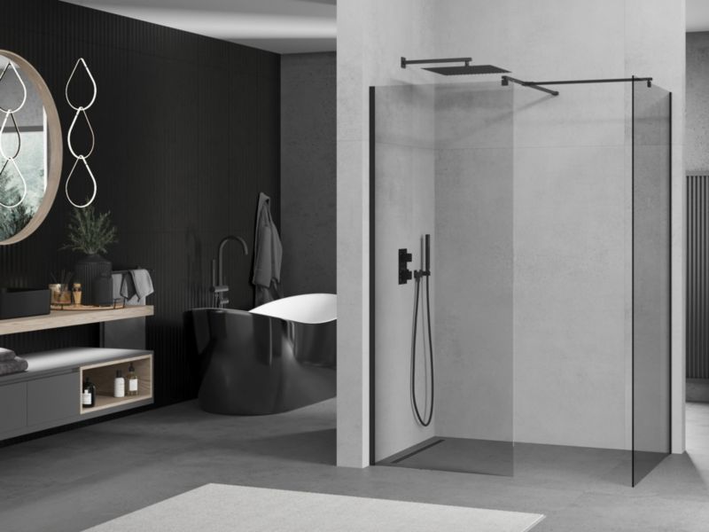 Ścianka prysznicowa walk-in Mexen Kioto czarna 120x120 cm 1 szt.