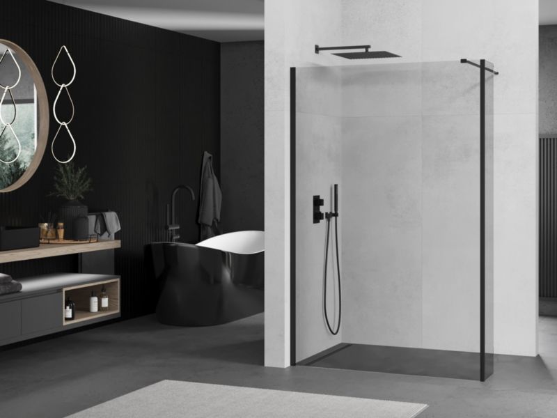 Ścianka prysznicowa walk-in Mexen Kioto czarna 120x30 cm 1 szt.