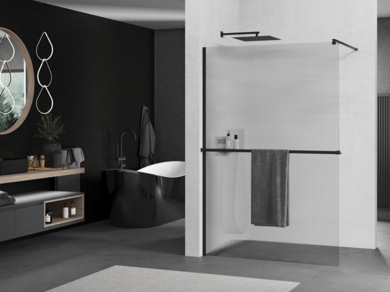 Ścianka prysznicowa Walk-in Mexen Kioto+ czarna 90x200 1 szt.