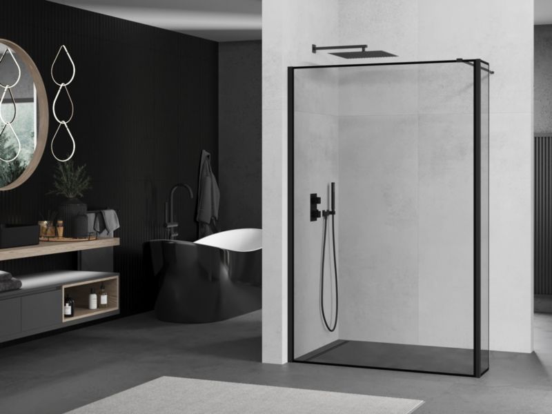 Ścianka prysznicowa Walk-in Mexen Kioto czarny wzór 100 x 30 cm 1 szt.