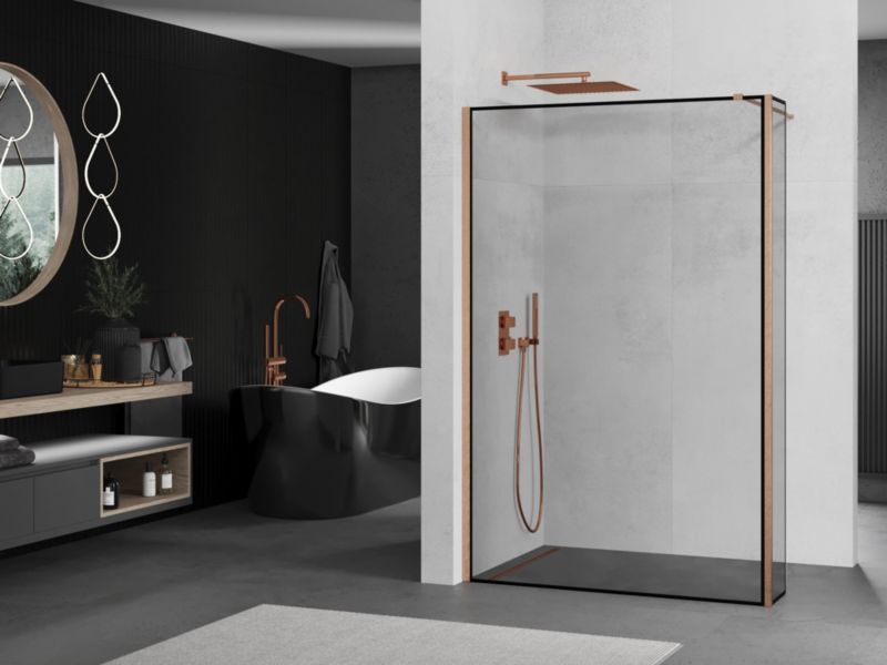 Ścianka prysznicowa walk-in Mexen Kioto czarny wzór 100x30 cm 1 szt.