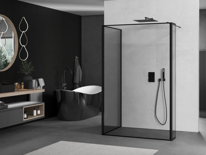 Ścianka prysznicowa walk-in Mexen Kioto czarny wzór 100x80x40 cm 1 szt.