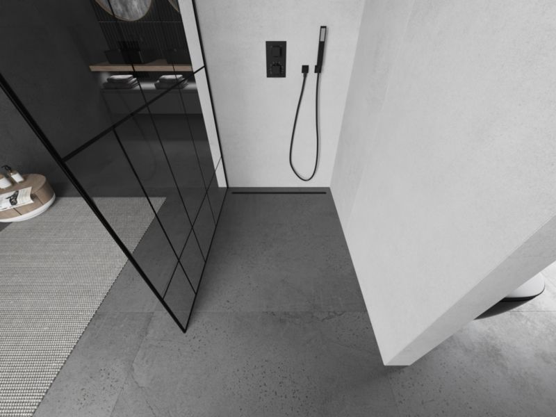 Ścianka prysznicowa walk-in Mexen Kioto czarny wzór 110x200 cm 1 szt.