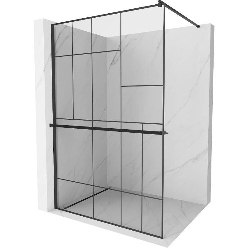 Ścianka prysznicowa walk-in Mexen Kioto+ czarny wzór 110x200 cm 1 szt.